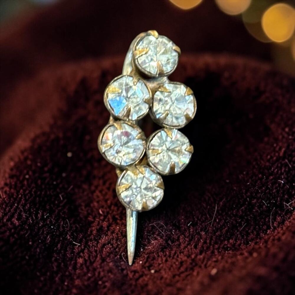 Antique Rhinestone Cluster Stick Pin Paste Stones Edwardian Glam Jewelry
